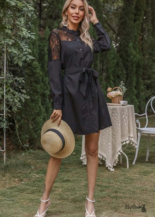 Black Turtleneck boho dress - Dresses