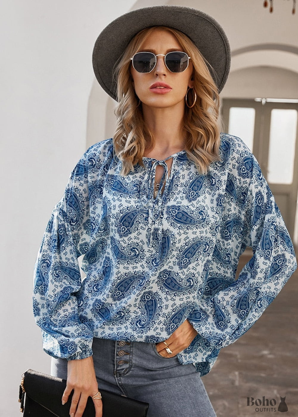 Boho Blouse Outfit Florence - Blue / S - Dresses