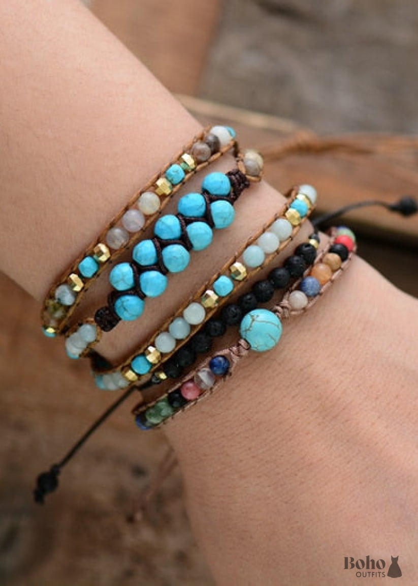 Boho Bracelet Friendship Blue Turquoiser - Jewelry