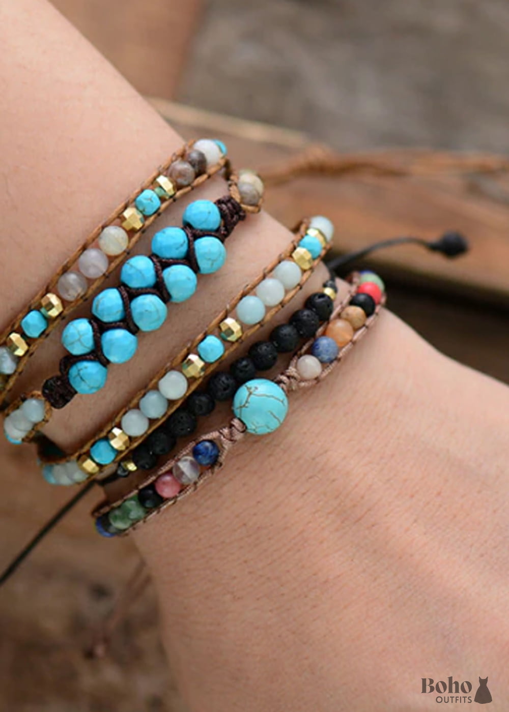 Boho Bracelet Friendship Blue Turquoiser - Jewelry