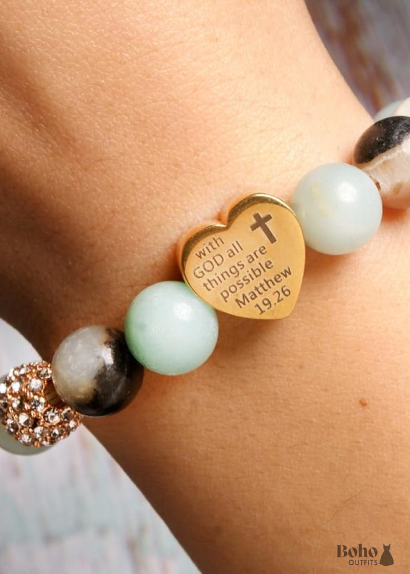 Boho Bracelet Green Amazonite Ball Stone - Jewelry