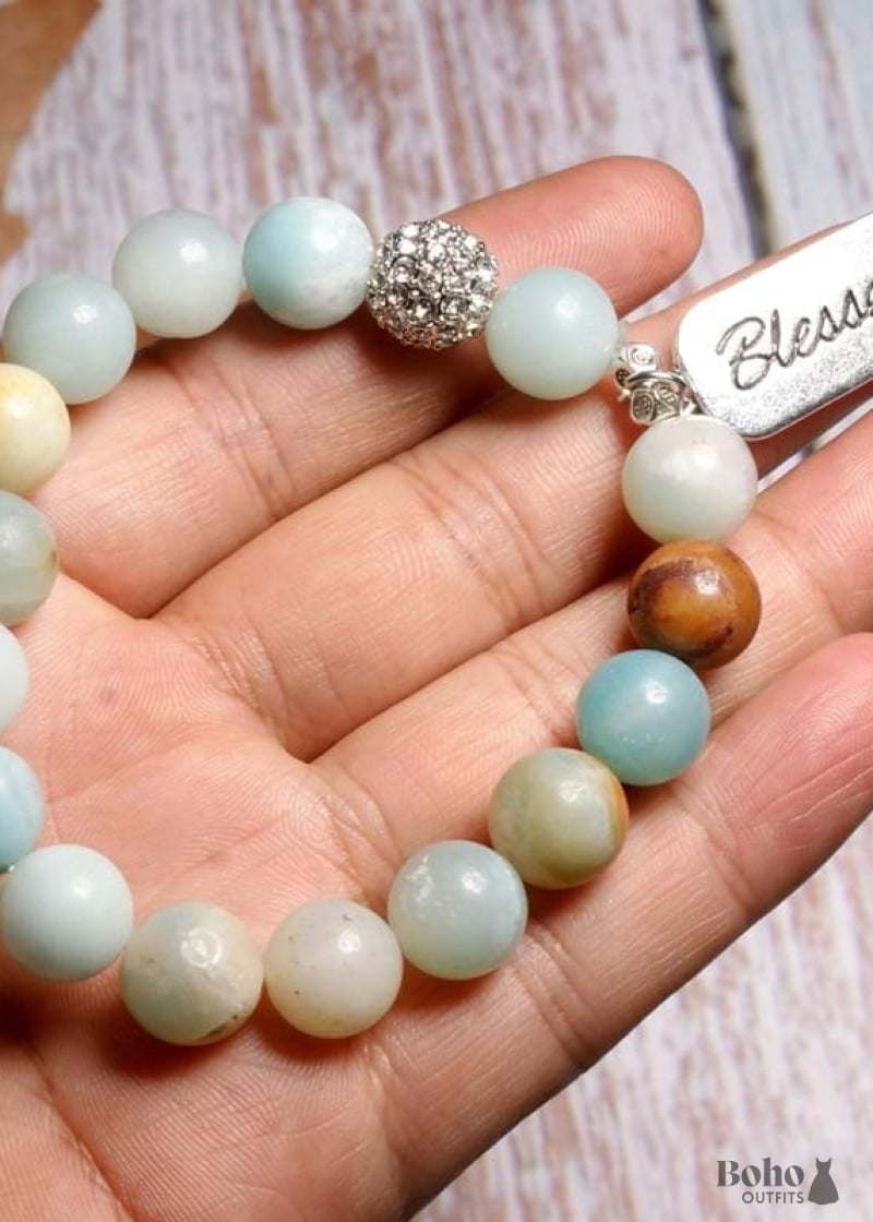 Boho Bracelet Green Amazonite Blessed - Jewelry