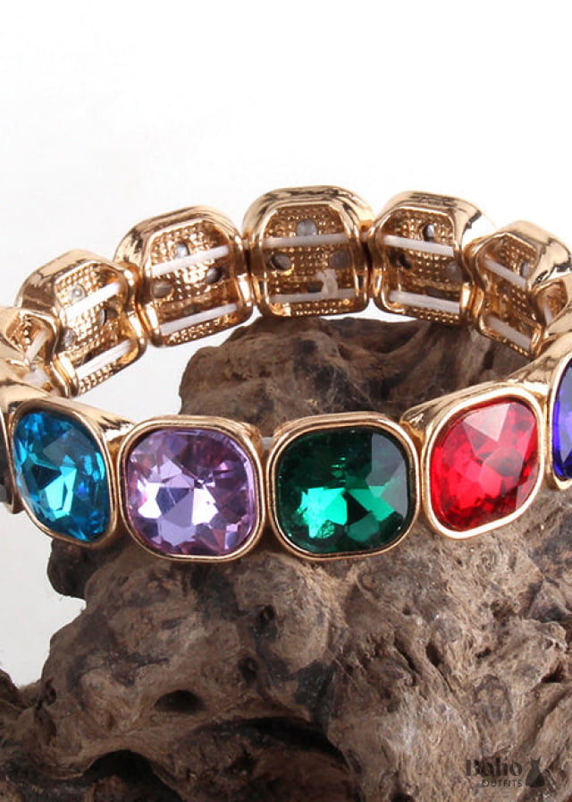 Boho Bracelet RH Armbander Gold Crystal - MULTI / 18cm