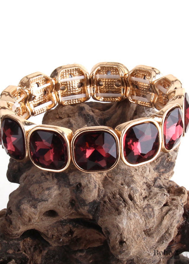 Boho Bracelet RH Armbander Gold Crystal - purple 1 / 18cm