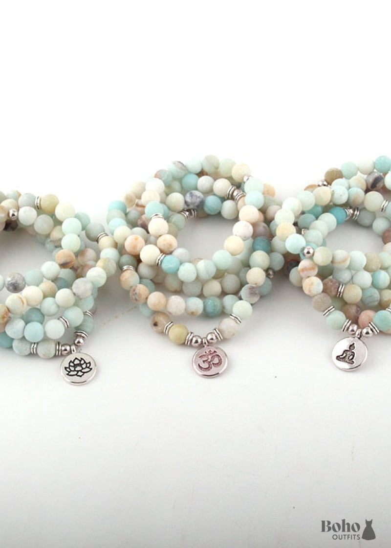 Boho Bracelet RH Yoga Amazonite Natural Green Stone