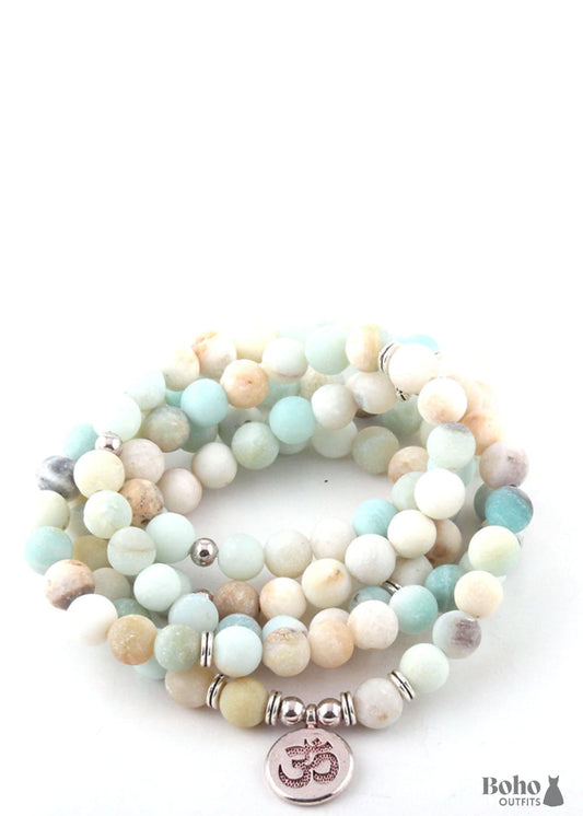 Boho Bracelet RH Yoga Amazonite Natural Green Stone