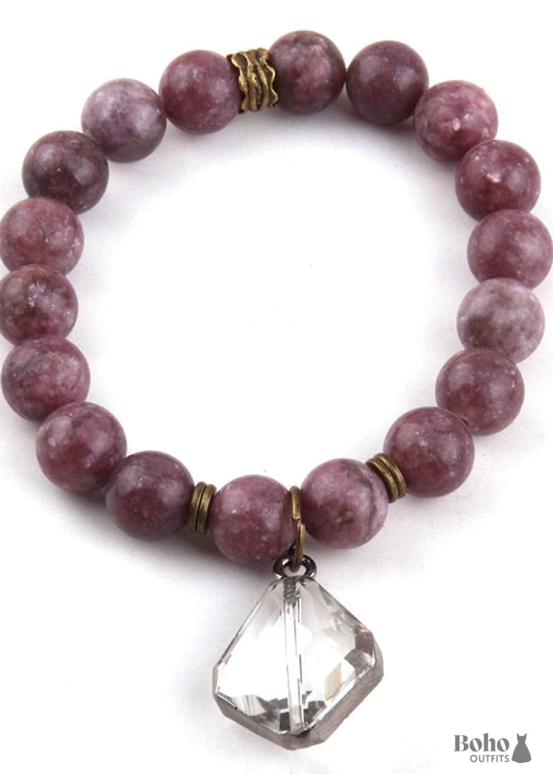 Boho Bracelet RH Yoga Natural Stone with Glass Crystal - 2