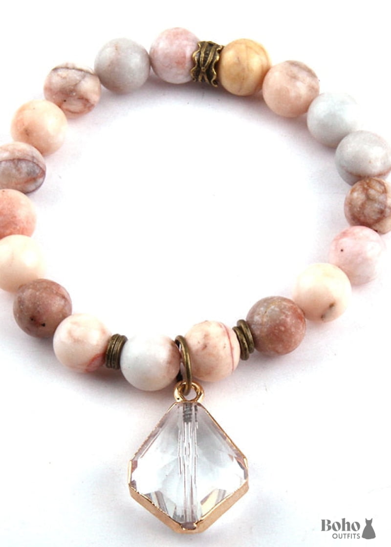 Boho Bracelet RH Yoga Natural Stone with Glass Crystal - 4