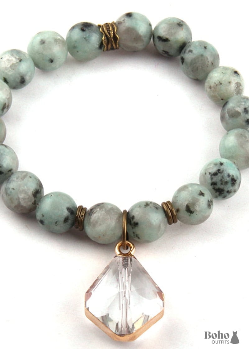 Boho Bracelet RH Yoga Natural Stone with Glass Crystal - 5