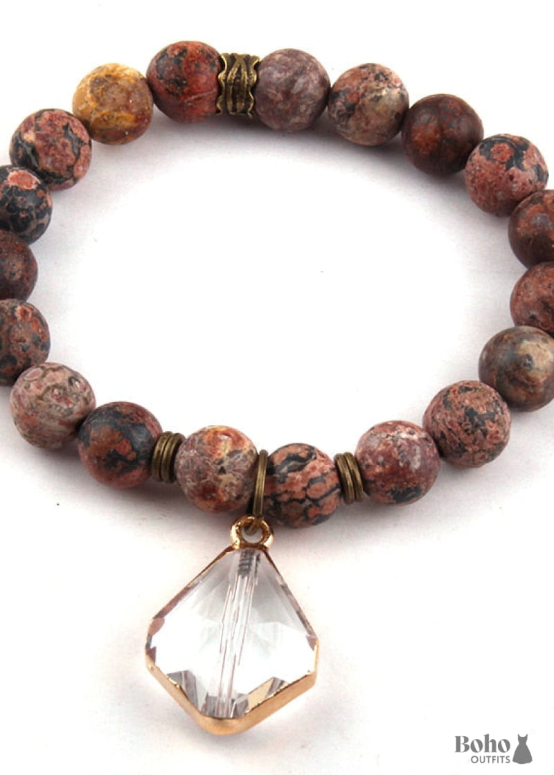 Boho Bracelet RH Yoga Natural Stone with Glass Crystal - 6