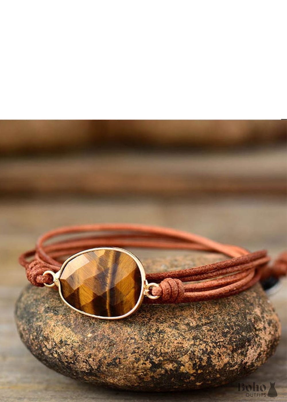 Boho Bracelet Rope Wrap Tiger Eye Punk - Jewelry