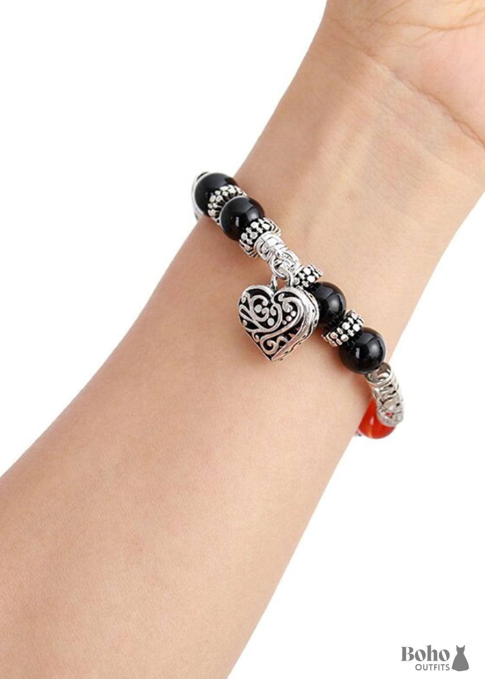 Boho Bracelet Stretchy Black 7 Chakra - Jewelry