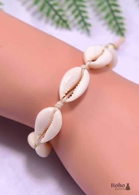 Boho Bracelet White Puka Shell Sea - 20ky1133-7 - Jewelry