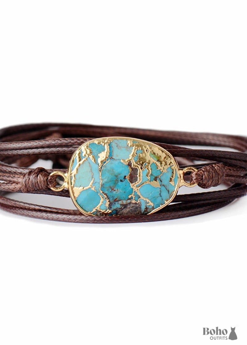 Boho Bracelet Wrap Blue Turquoise - Jewelry