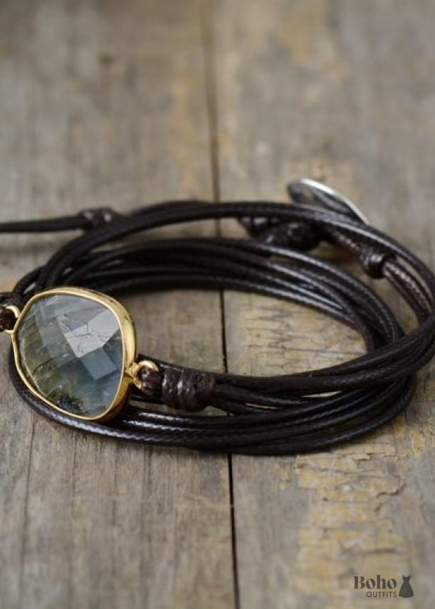 Boho Bracelet Wrap Rope Labradorite - Jewelry