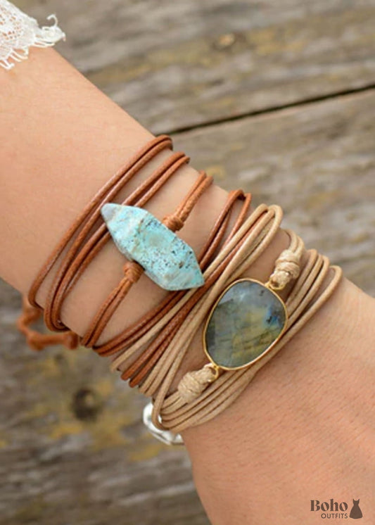 Boho Bracelet Wrap Rope Labradorite - Jewelry