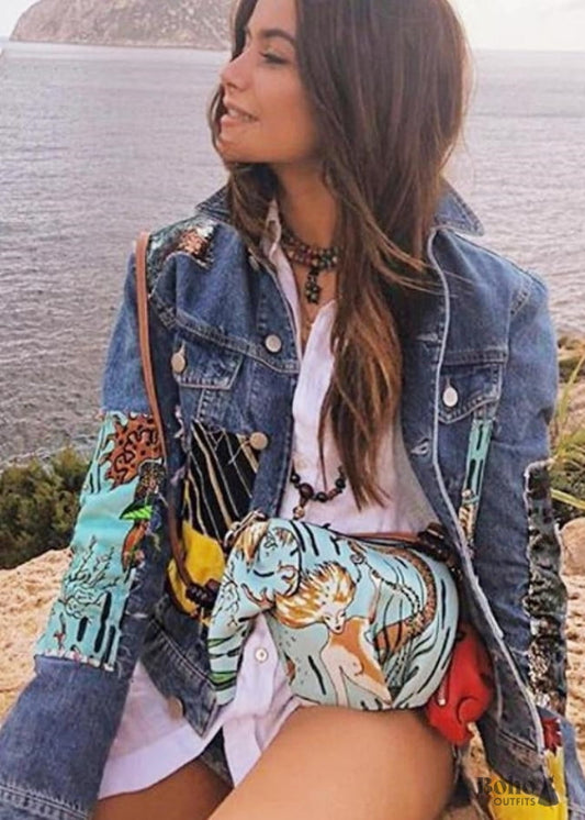 Boho Chic Jean Jacket - Blue / S (34-36) - Shirts & Tops