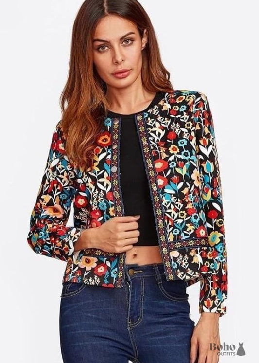 Boho Chic Short Jacket - Multi / S (34-36) - Shirts & Tops