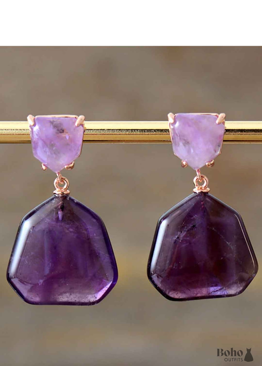 Boho Earrings Dangle Axel Amethysts Teardrop Earring