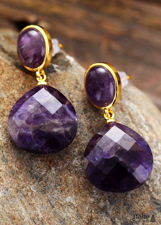 Boho Earrings Dangle Axel Amethysts Teardrop Earring