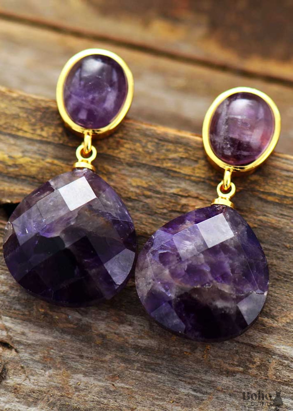 Boho Earrings Dangle Axel Amethysts Teardrop Earring