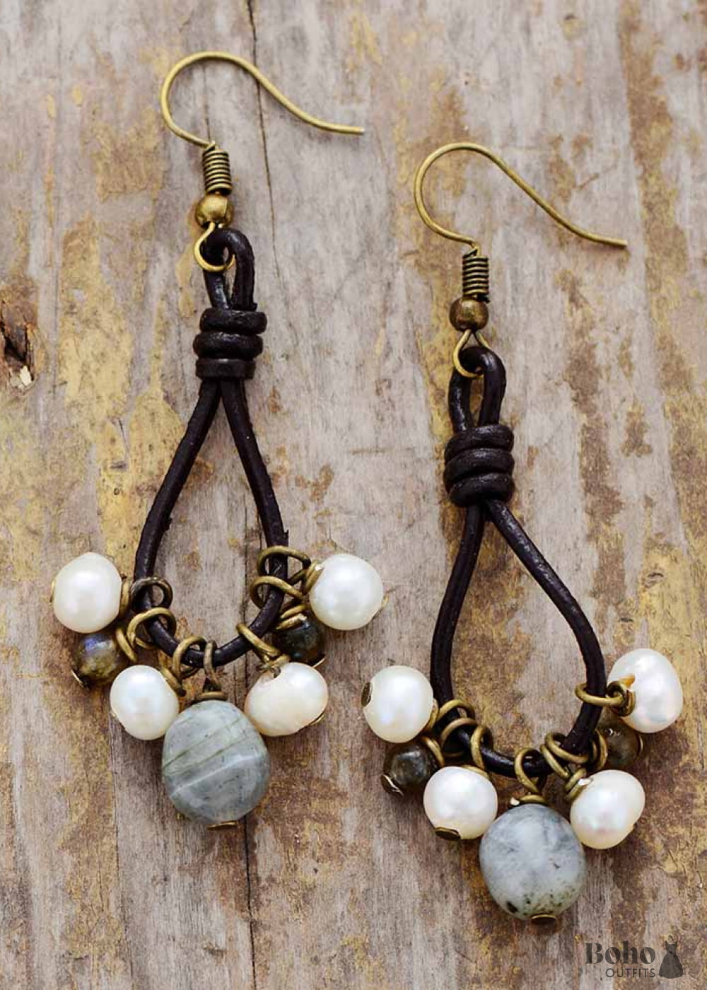 Boho Earrings Dangle Black Bohemian Peal - Jewelry