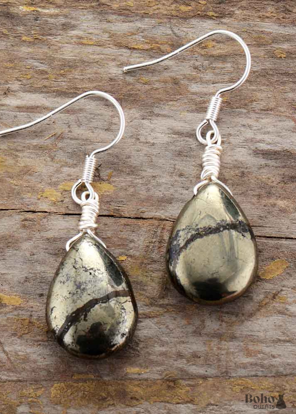 Boho Earrings Dangle Black Pyrite - Jewelry