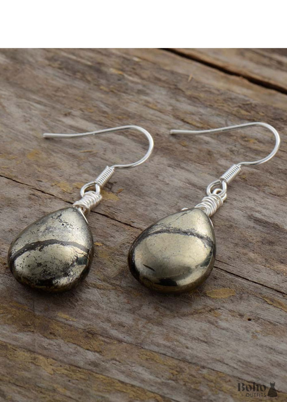 Boho Earrings Dangle Black Pyrite - Jewelry