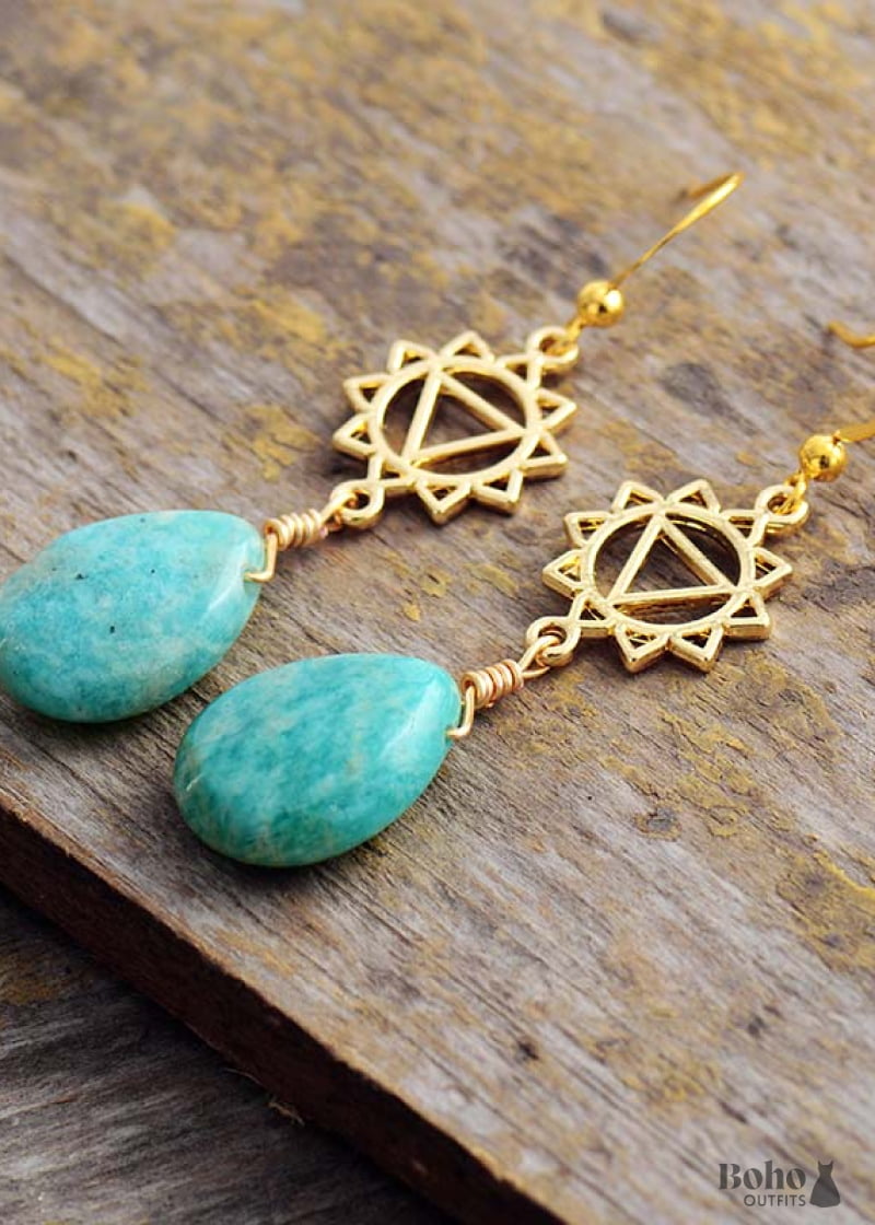 Boho Earrings Dangle Blue Amazonite Illuminati - Jewelry