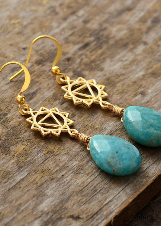 Boho Earrings Dangle Blue Amazonite Illuminati - Jewelry