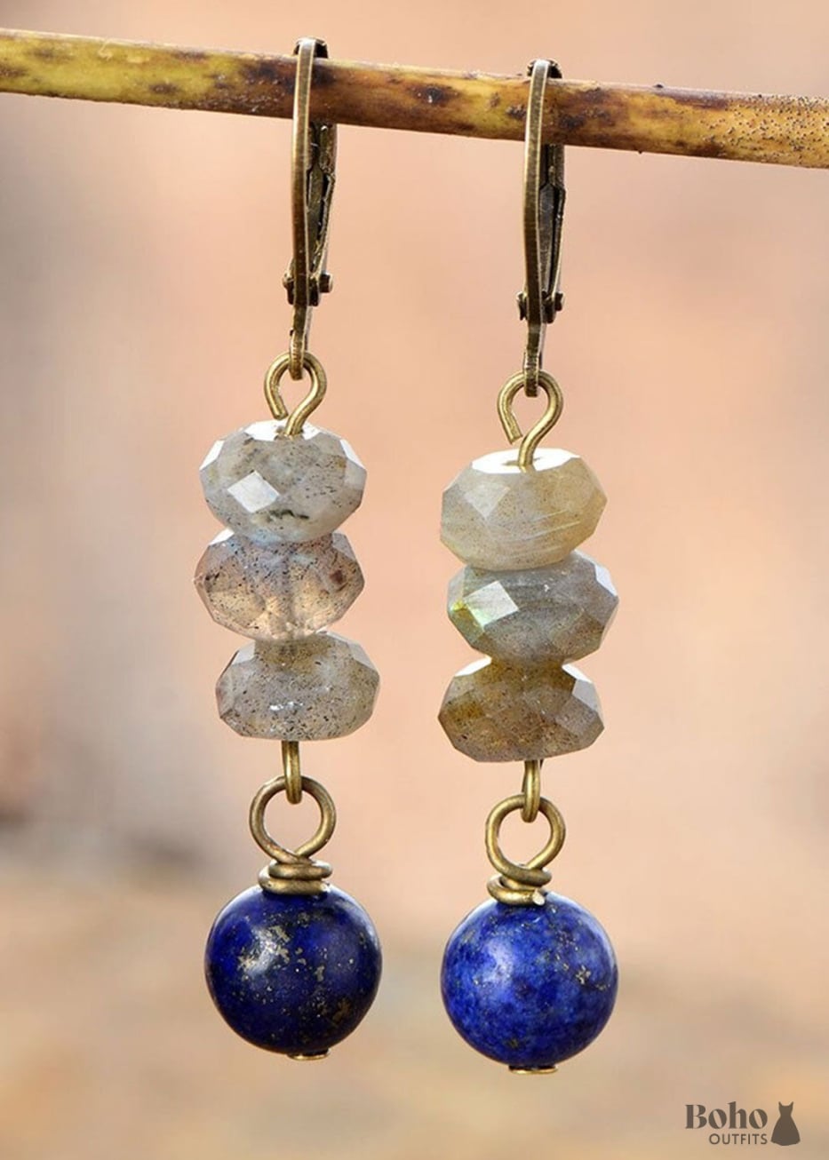 Boho Earrings Dangle Blue Amazonite - Jewelry