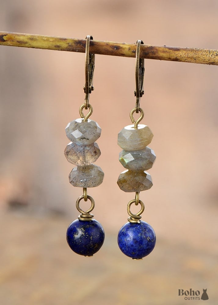 Boho Earrings Dangle Blue Amazonite - Jewelry