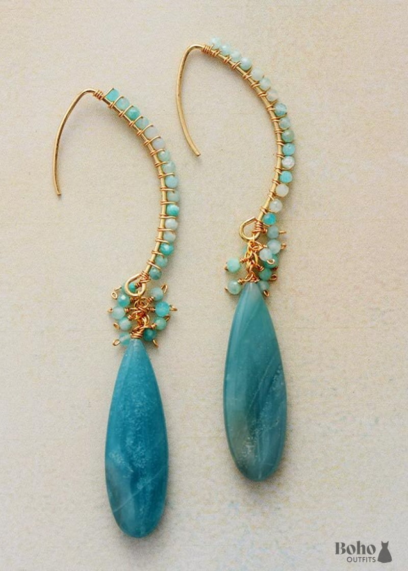 Boho Earrings Dangle Blue Amazonite Live Different - Jewelry