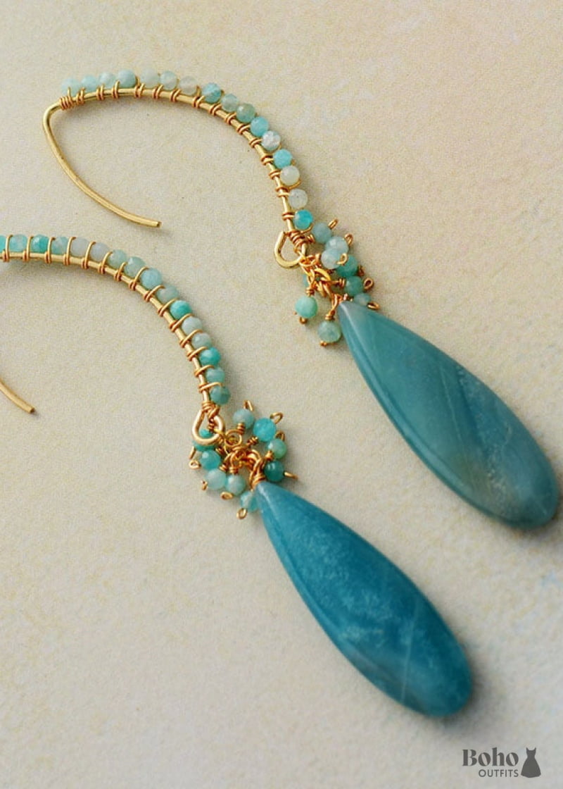 Boho Earrings Dangle Blue Amazonite Live Different - Jewelry