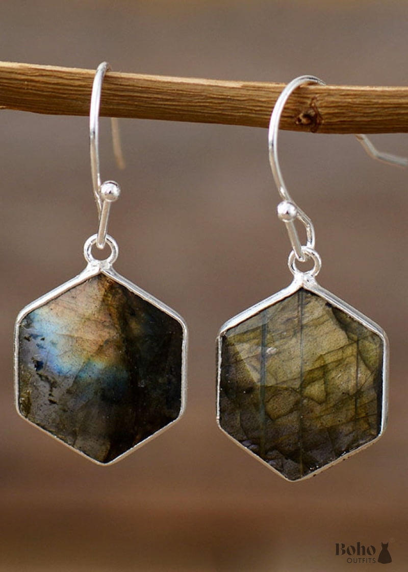 Boho Earrings Dangle Blue Apatite - Labradorite - Jewelry