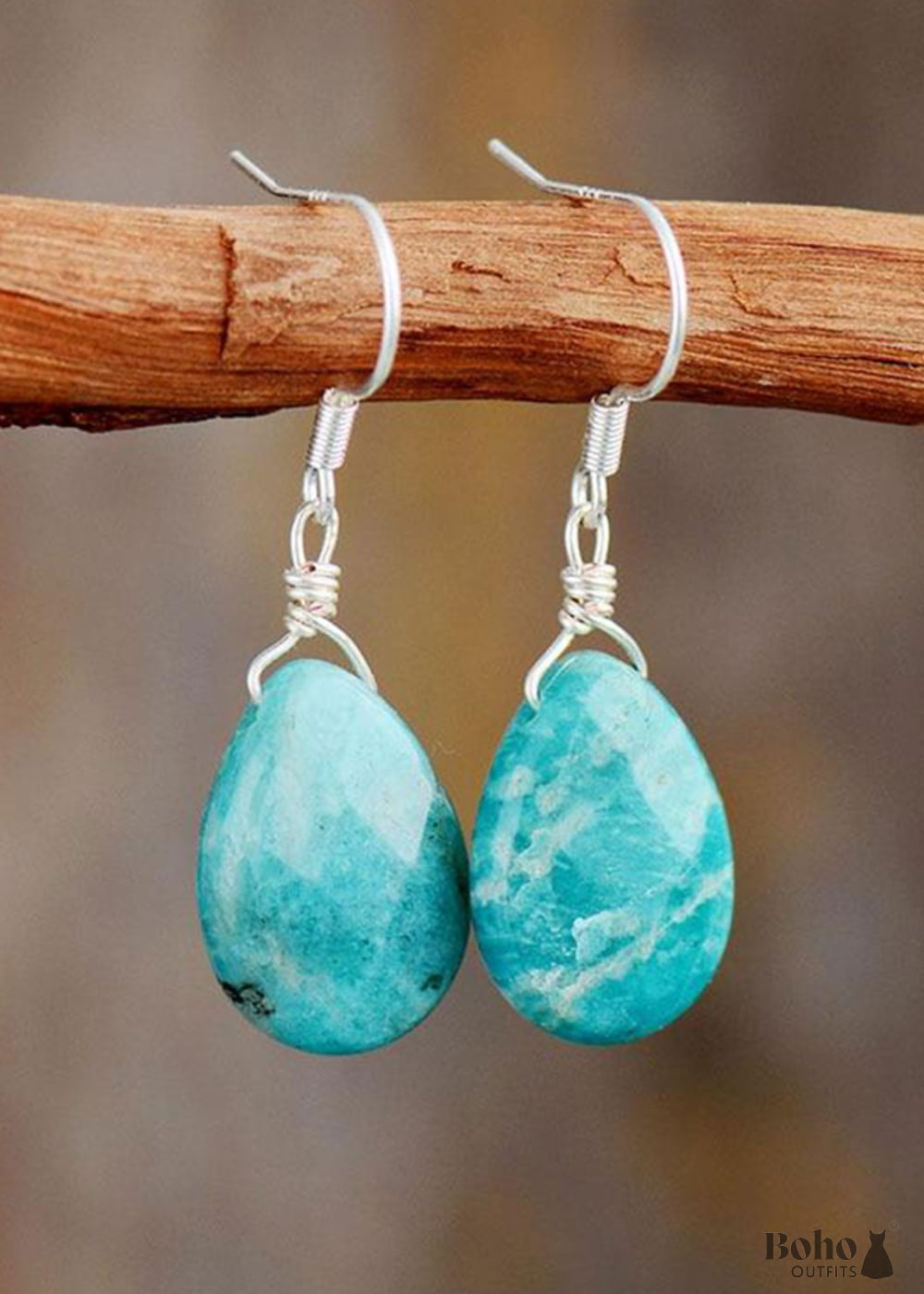 Boho Earrings Dangle Blue Faceted Amazonite - Jewelry