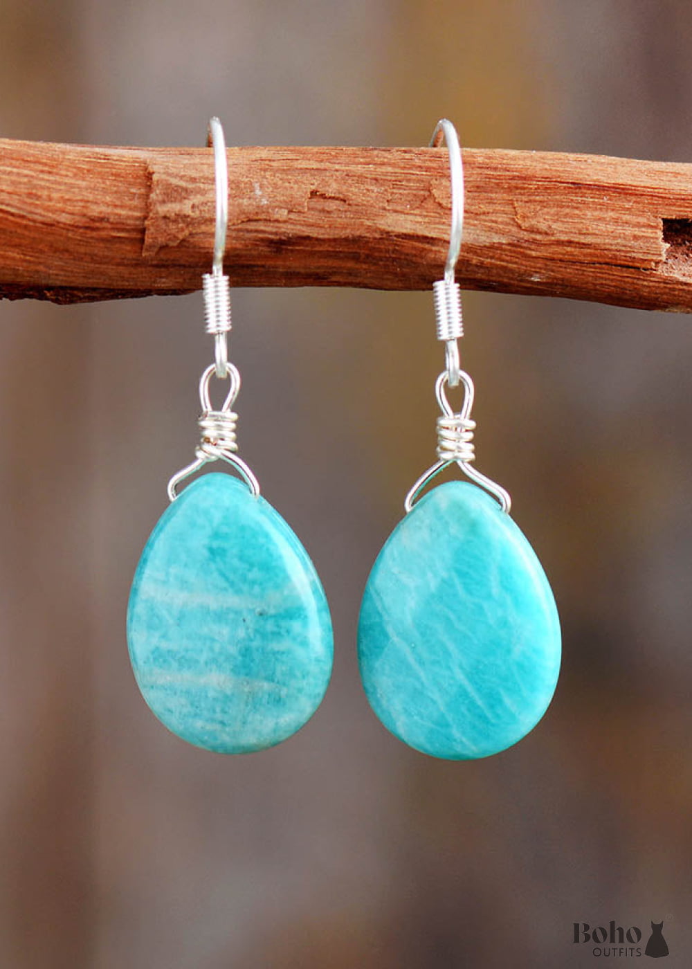 Boho Earrings Dangle Blue Faceted Amazonite - Jewelry