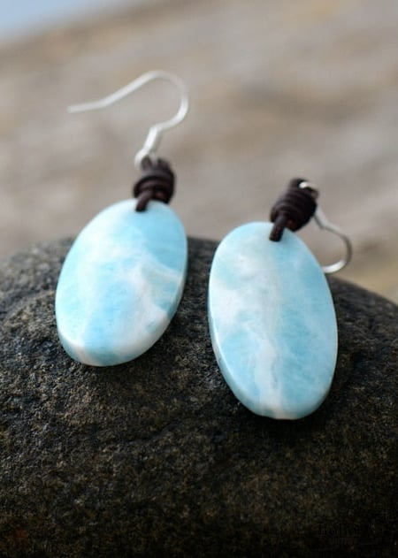 Boho Earrings Dangle Blue Stone - Jewelry