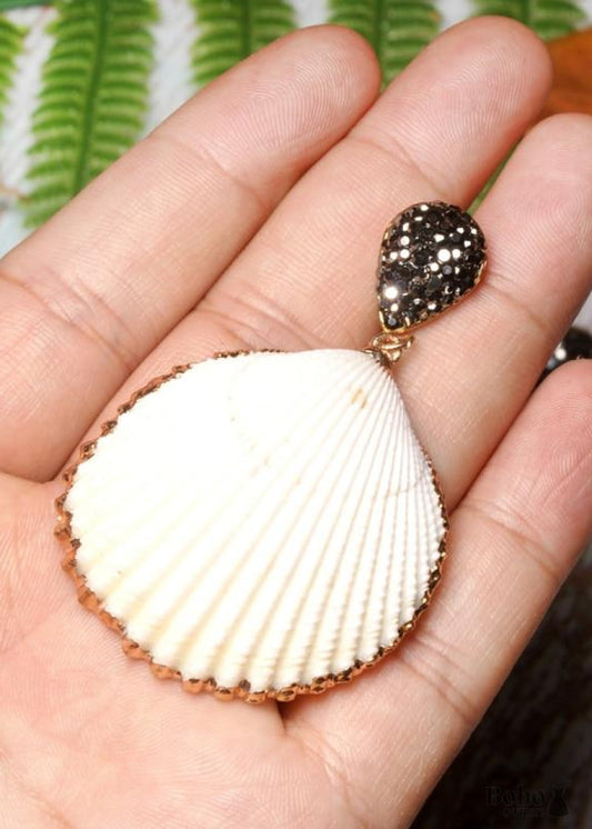 Boho Earrings Dangle Diamond White Shell - Jewelry