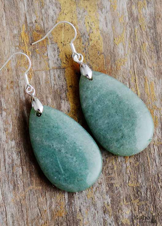 Boho Earrings Dangle Green Aventurine - Jewelry