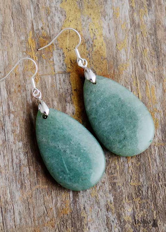 Boho Earrings Dangle Green Aventurine - Jewelry