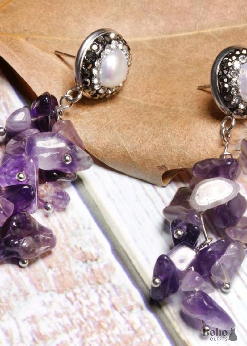 Boho Earrings Dangle Lavender Purple - Jewelry