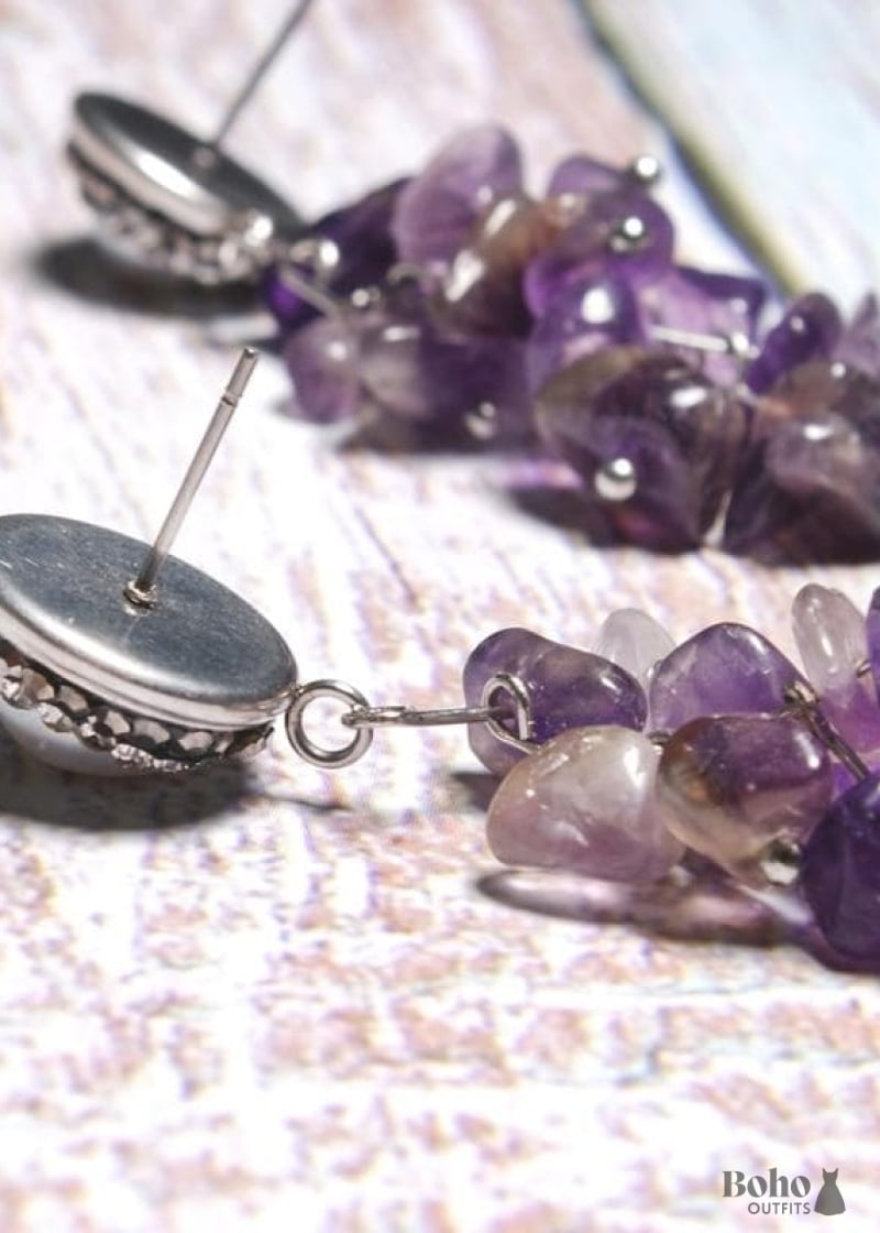 Boho Earrings Dangle Lavender Purple - Jewelry