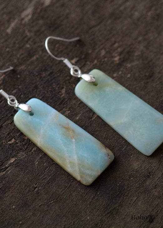 Boho Earrings Dangle Maya Blue Amazonite - Jewelry