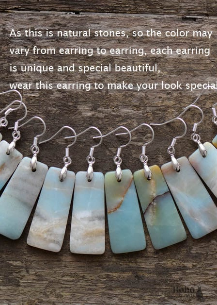 Boho Earrings Dangle Maya Blue Amazonite - Jewelry