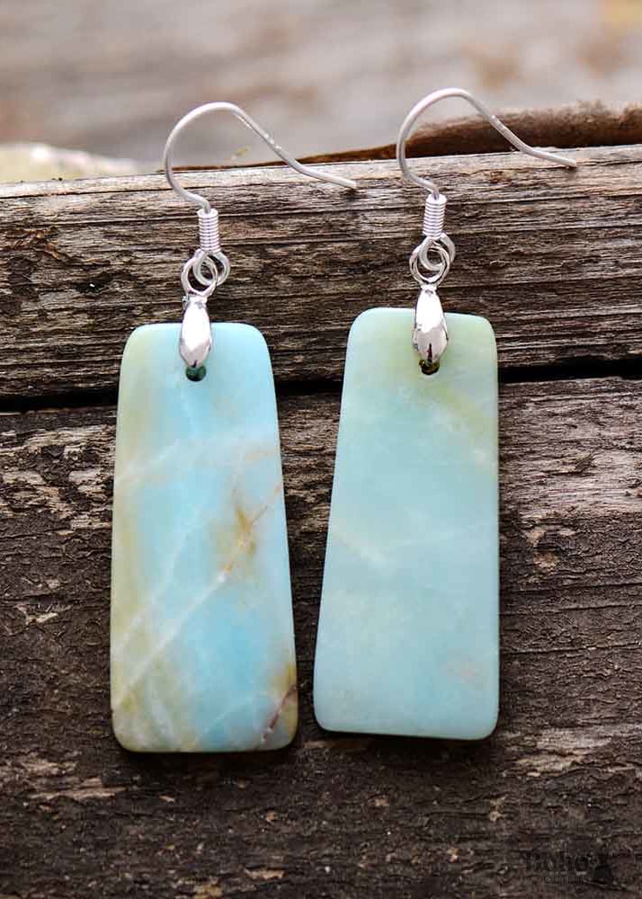 Boho Earrings Dangle Maya Blue Amazonite - Jewelry