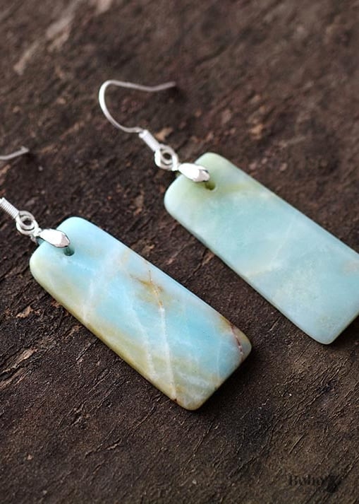 Boho Earrings Dangle Maya Blue Amazonite - Jewelry