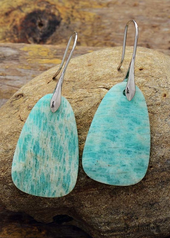 Boho Earrings Dangle Mint Amazonite - Jewelry