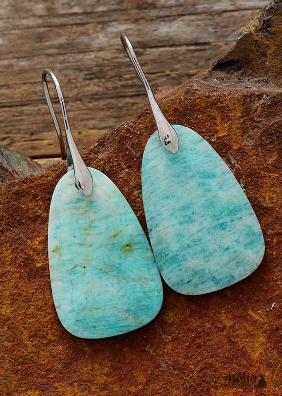 Boho Earrings Dangle Mint Amazonite - Jewelry