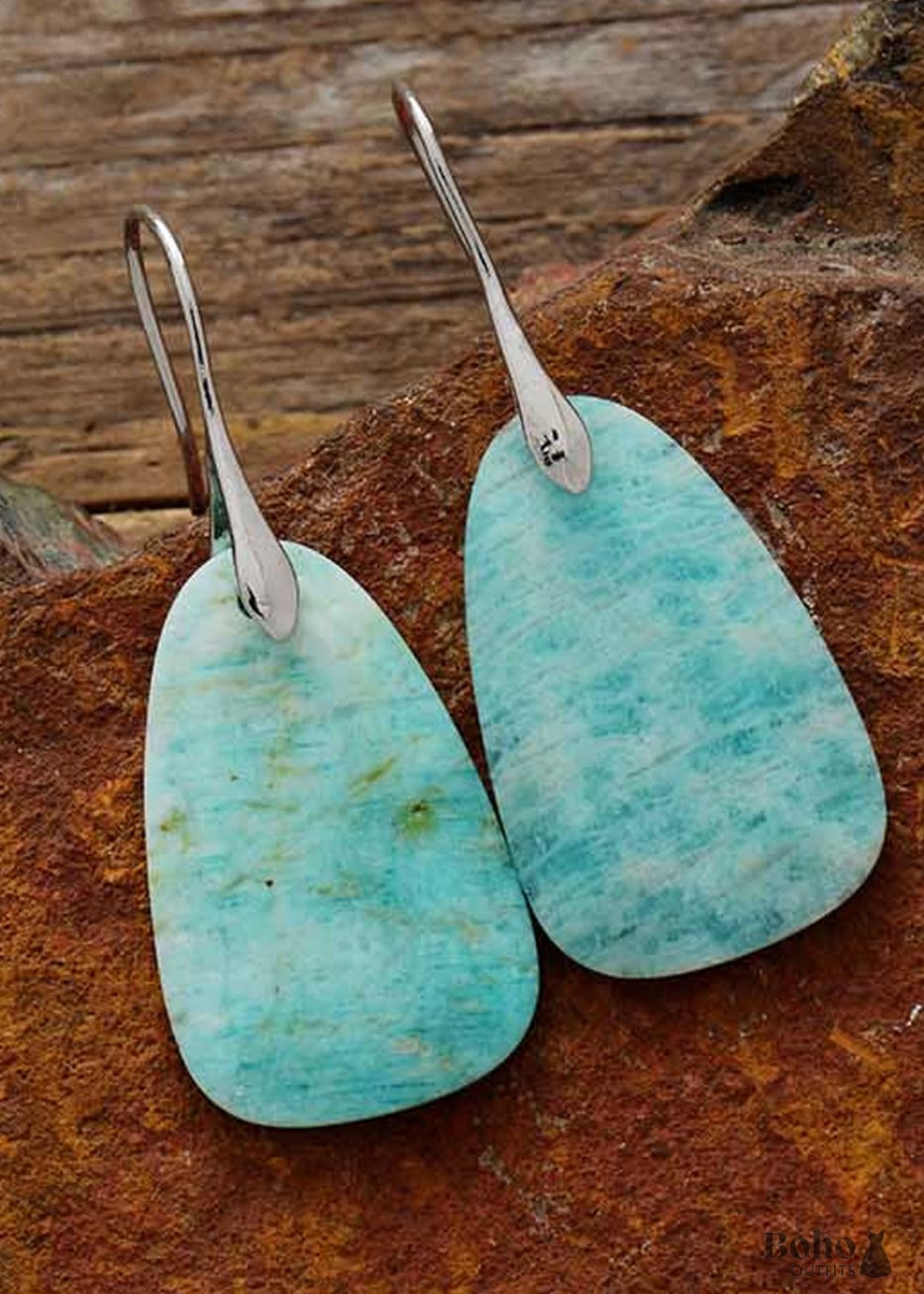 Boho Earrings Dangle Mint Amazonite - Jewelry